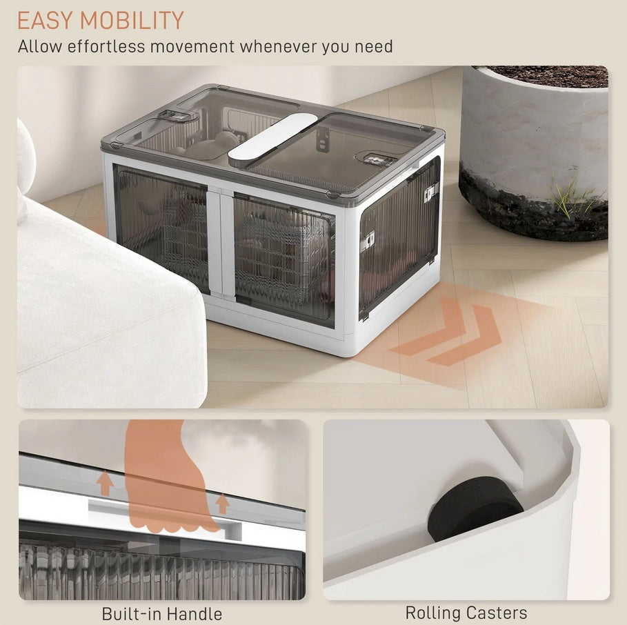 Stackable Storage Bins with Lids Collapsible Organizer with Wheels