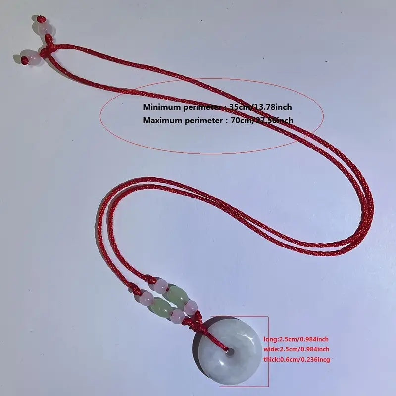 Natural Jade Peace Donut Necklace Healing Crystal Lucky Charm