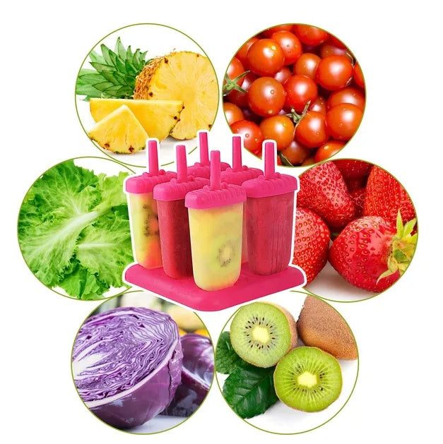 6-Cavity Reusable Ice Popsicle Mold Maker