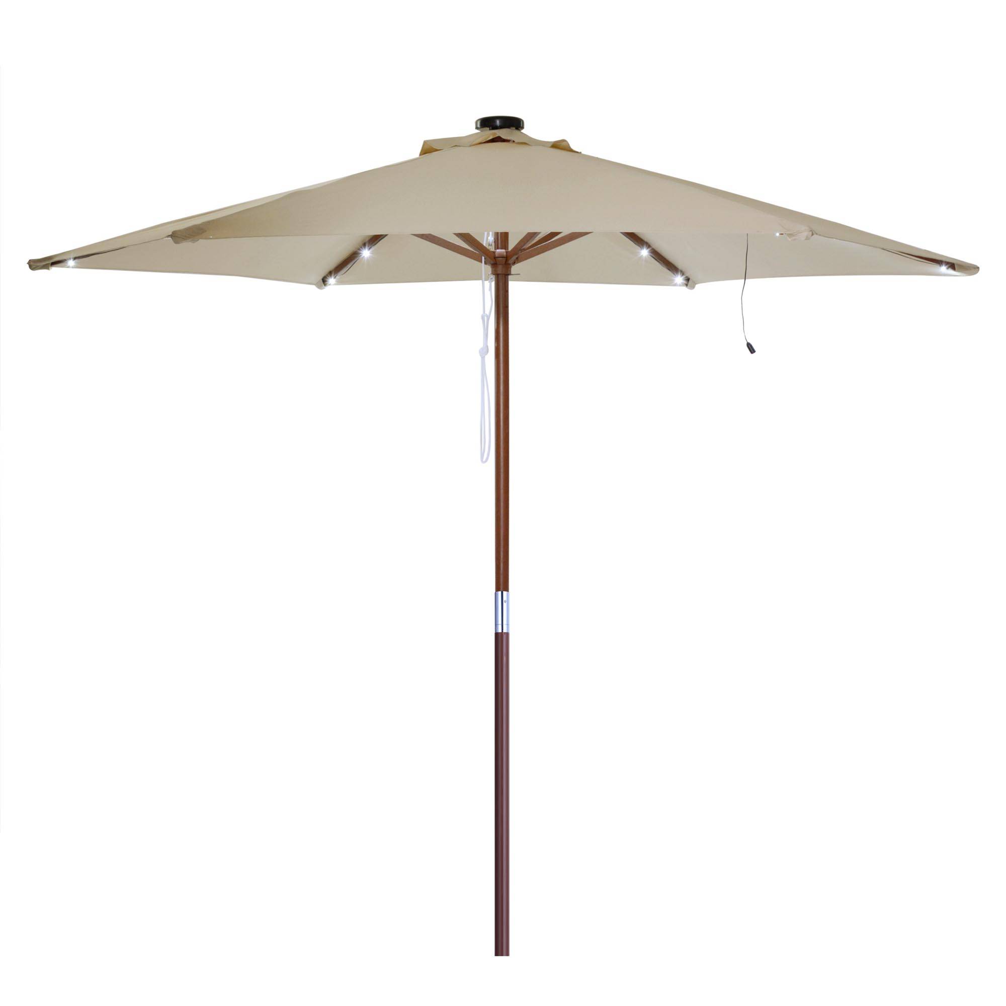 Solar Umbrella LED String Lights Cool White Outdoor Decor