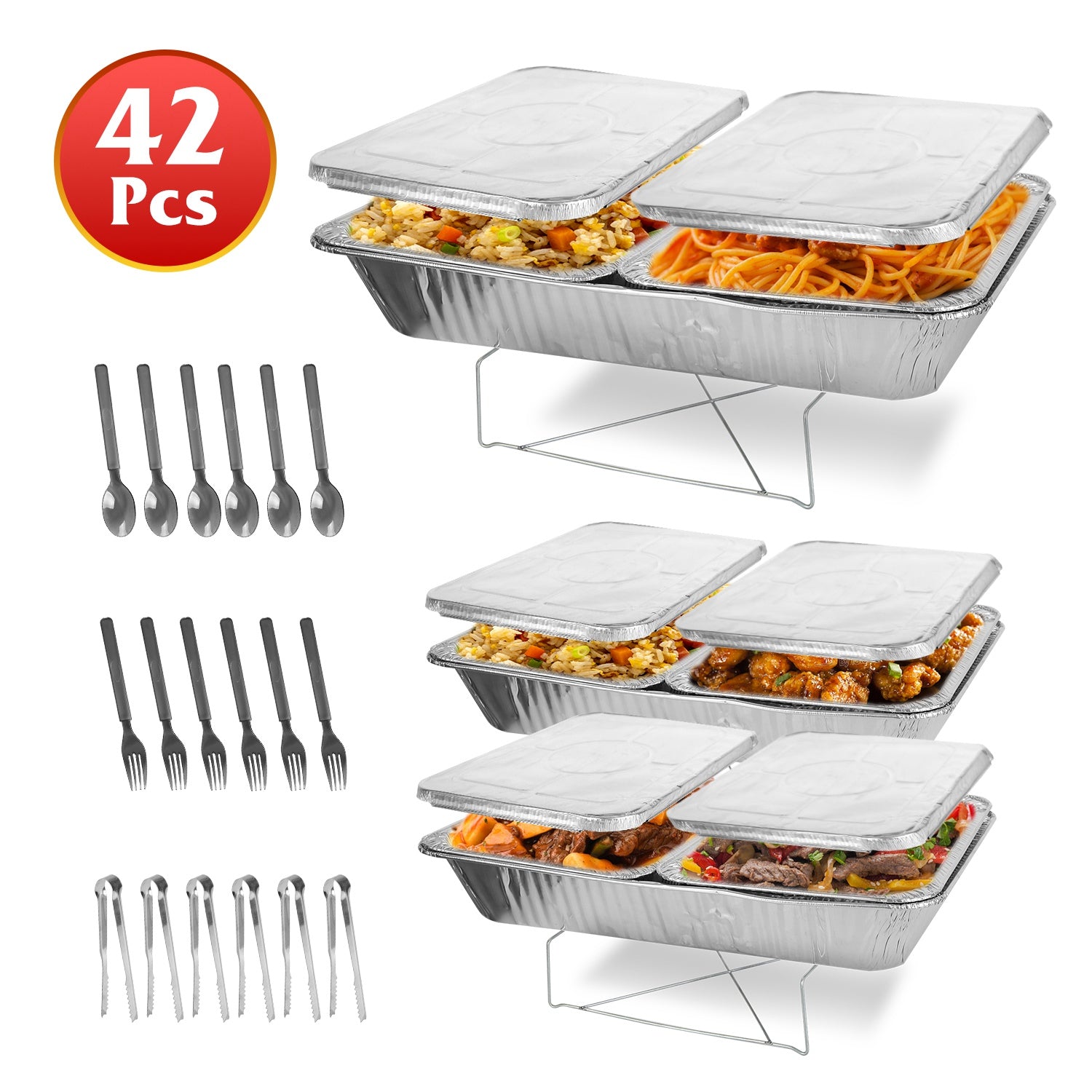 42pcs Chafing Dish Buffet Set Disposable Food Warmers Catering