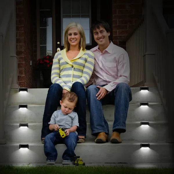 Smart Solar LED Step Lights Waterproof Auto Dusk Outdoor 4 Pack