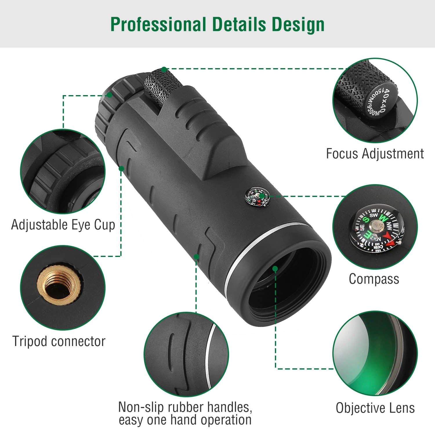 40x60 HD Optical Monocular Telescope with FMC Lens and Tripod