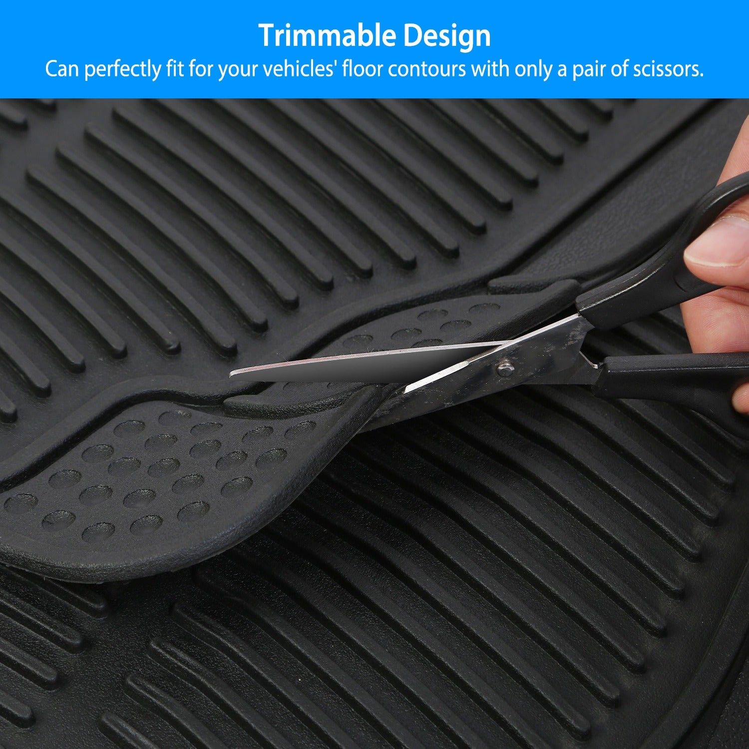 3PCS Heavy Duty Car Floor Mats PVC Trim-to-Fit Anti-Slip Set