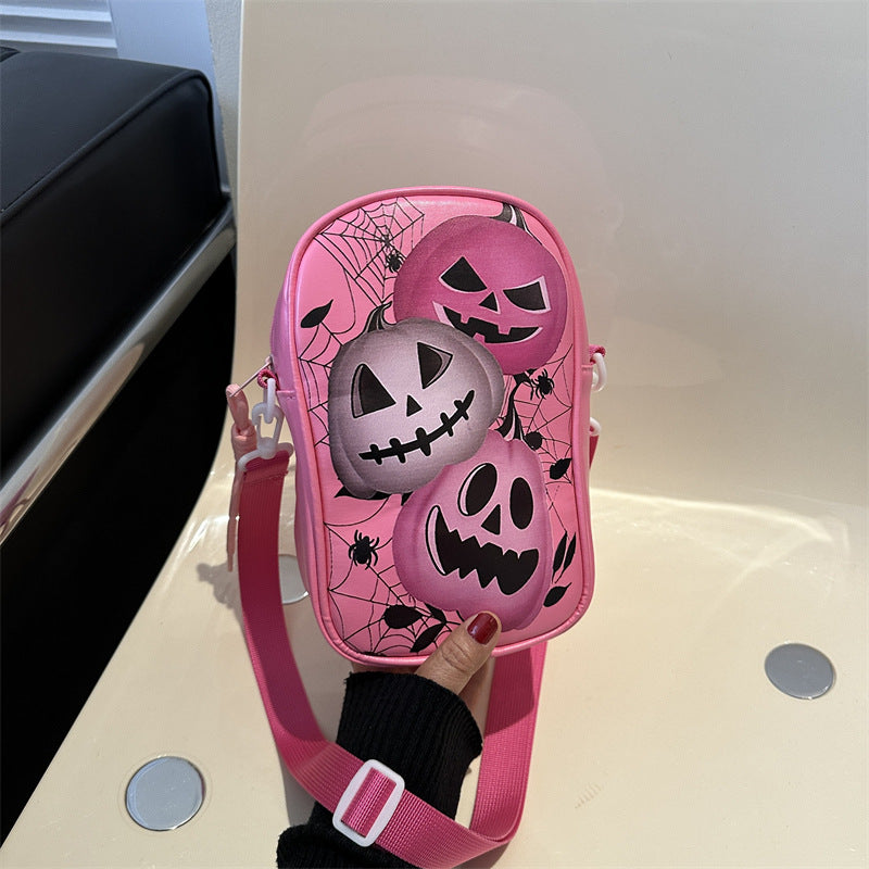 Halloween Graffiti Crossbody Phone Bag Pumpkin Ghost Bat Cartoon Mini Bag