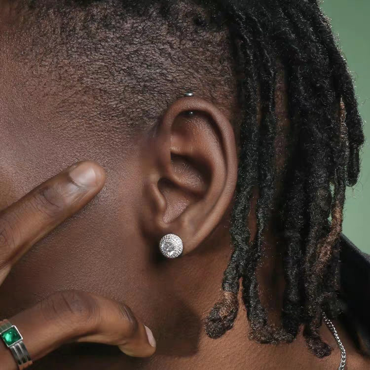 Luxury Zircon Stud Earrings Unisex Hip Hop Wedding Style
