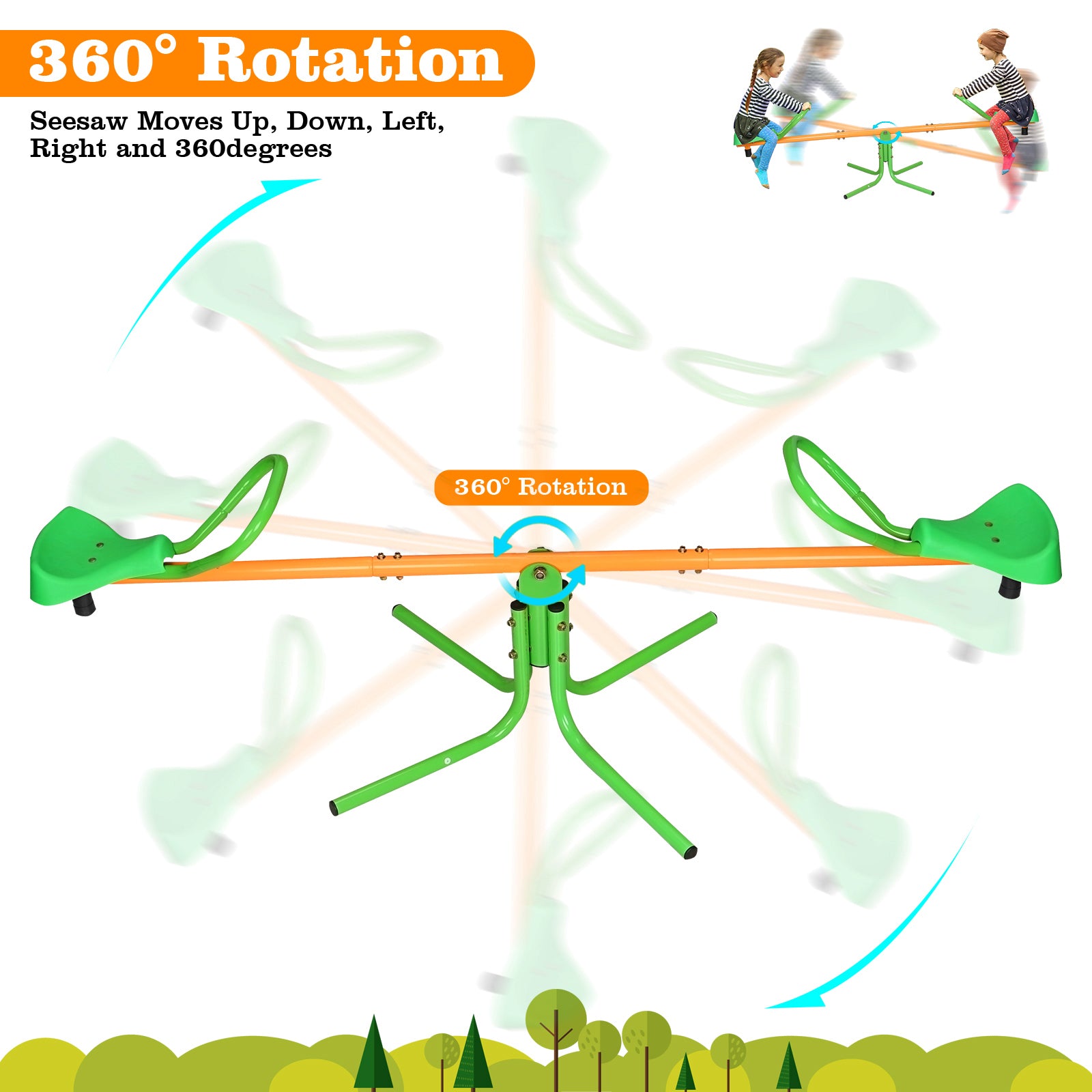 360° Rotating Kids Seesaw Spinner with Durable Outdoor Design