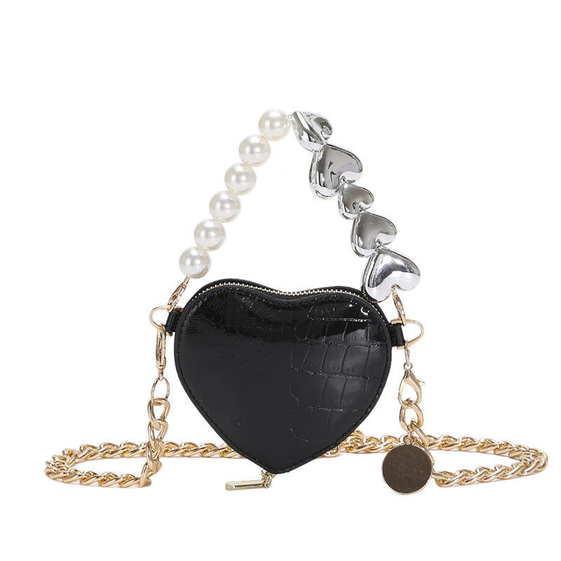 Mini Love Shape Pearl Handbag Cute Chain Shoulder Messenger Bag