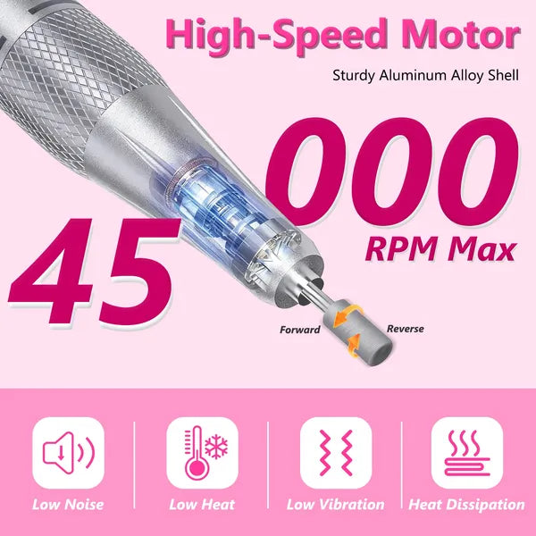 Portable 45000 RPM Rechargeable Nail Drill Machine