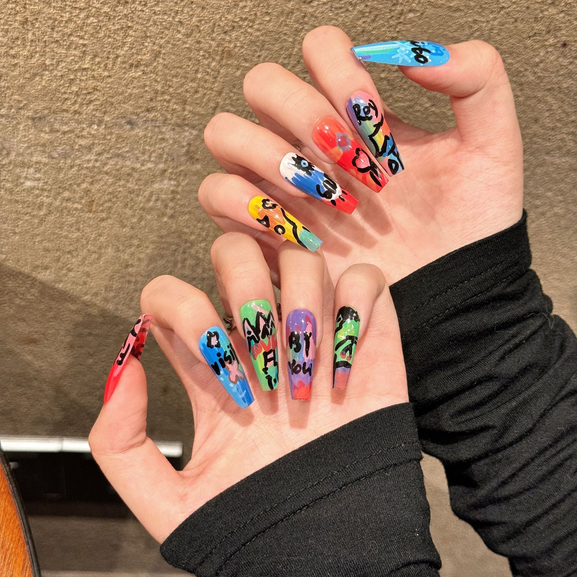 Graffiti Oil Painting Series Removable Press On Nails
