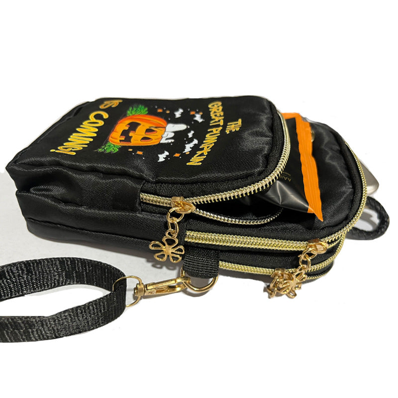 Halloween Pumpkin Mini Crossbody Phone Bag Cute Coin Wallet for Women and Kids