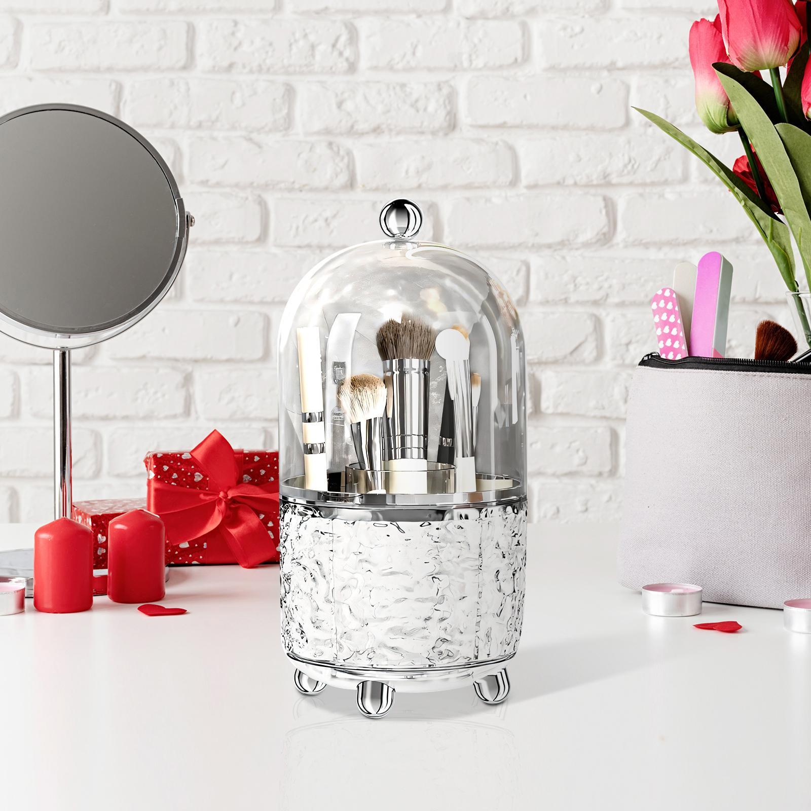 Large Capacity Makeup Brush Organizer Rotating Dustproof Holder