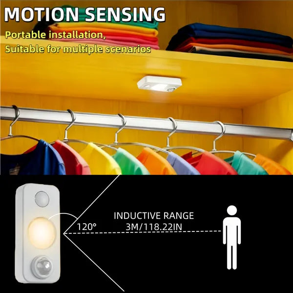 4 PCS Motion Sensor LED Lights Rechargeable USB Cabinet Lighting Set