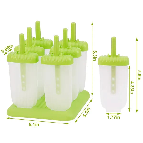 6Pcs Popsicle Molds Reusable Ice Cream DIY Ice Pop Maker