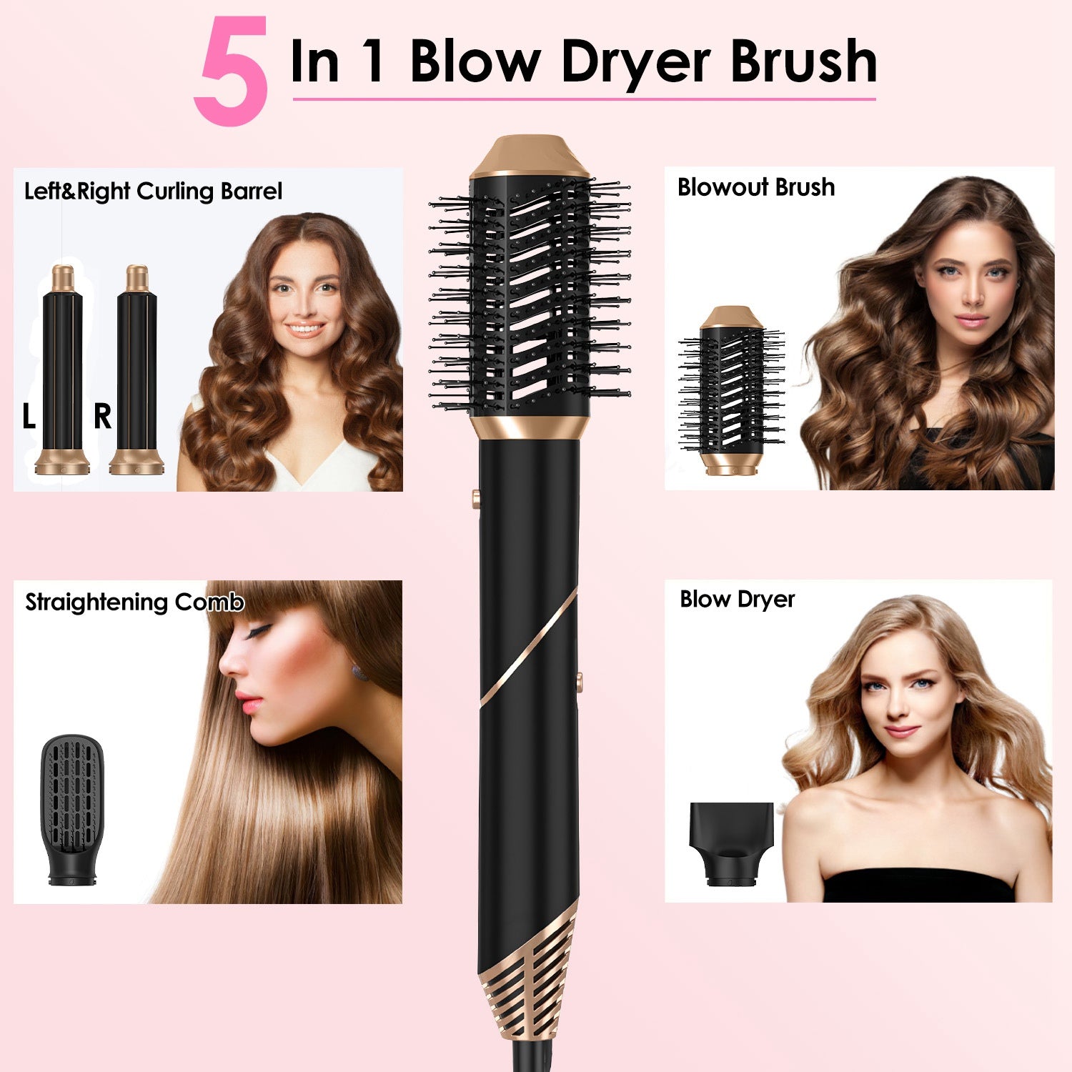 Professional 5-in-1 Hot Air Styler for Curling & Volumizing