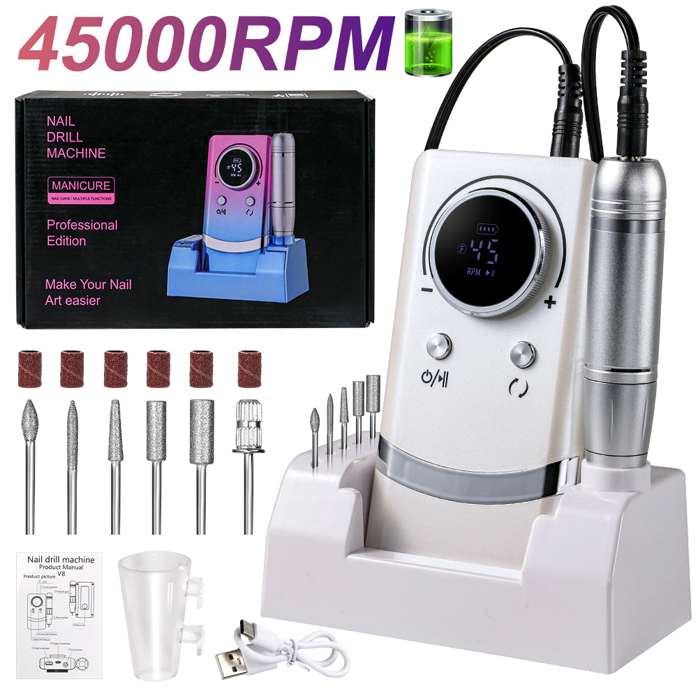 45000RPM Professional Rechargeable Nail Drill Kit