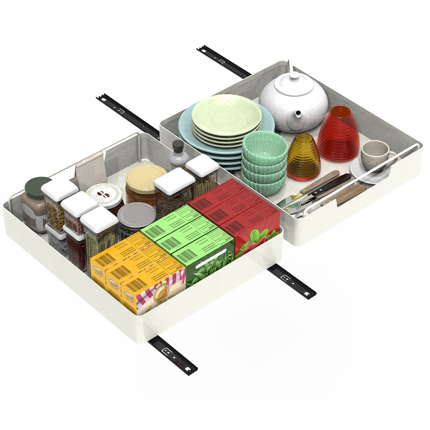 2Pcs Pull Out Cabinet Organizers Sliding Shelf Heavy Duty Drawers