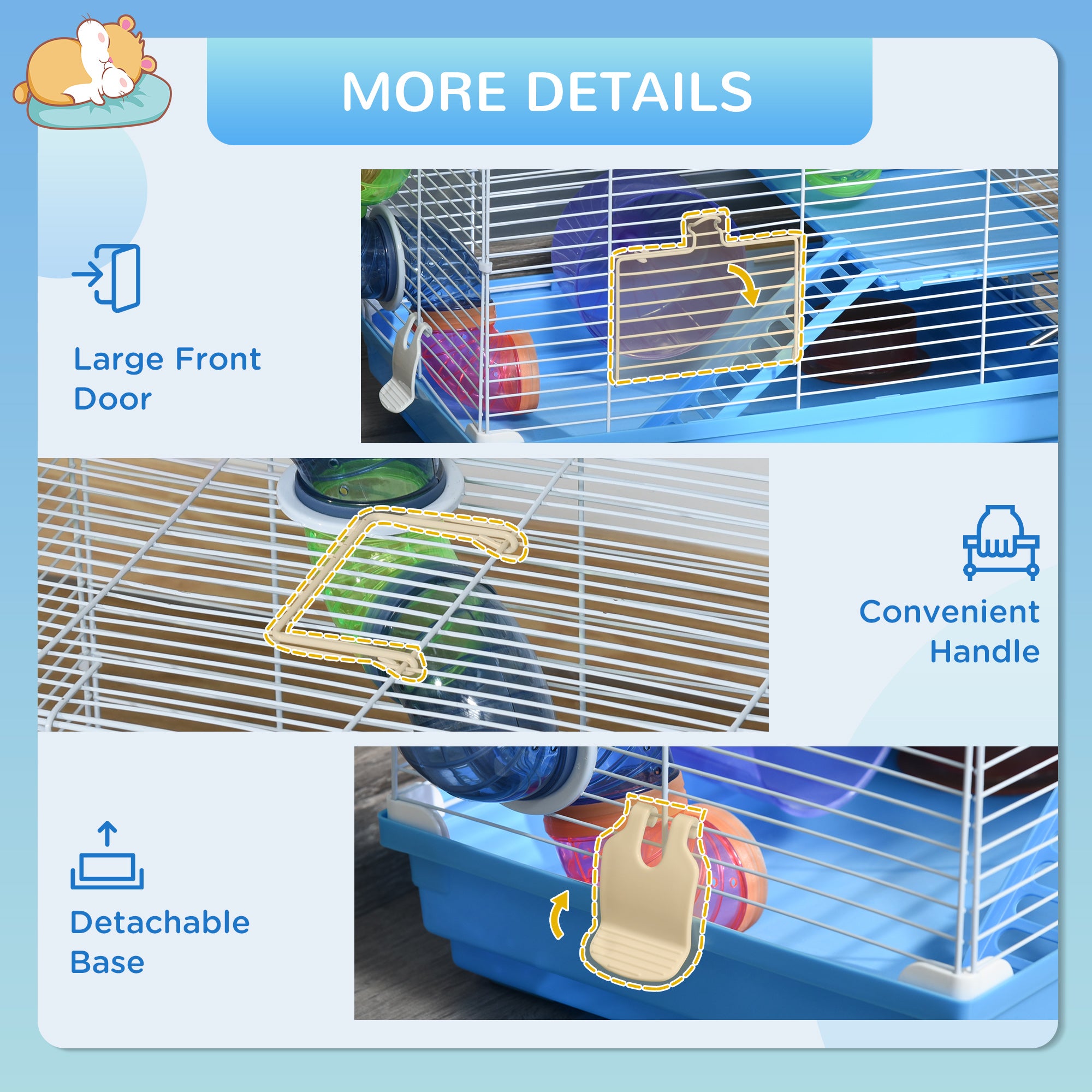 2-Level Hamster Cage with Exercise Wheel & Play Tubes – Small Animal Habitat for Rodents