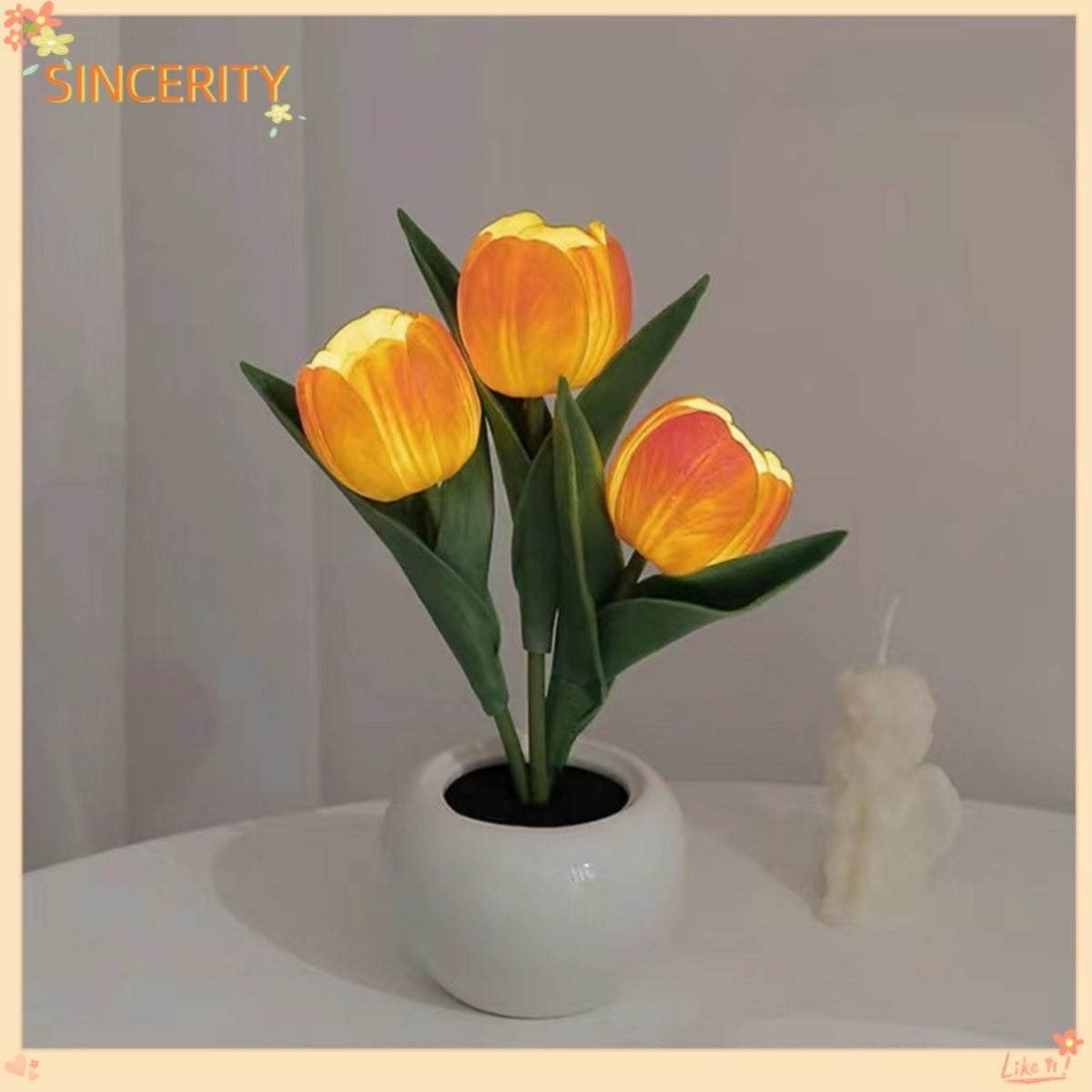 Tulip LED Table Lamp USB Dimmable Flower Vase Night Light