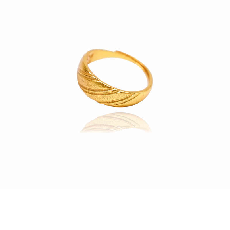 Luxury 24K Gold Dome Croissant Band Ring – Elegant Statement
