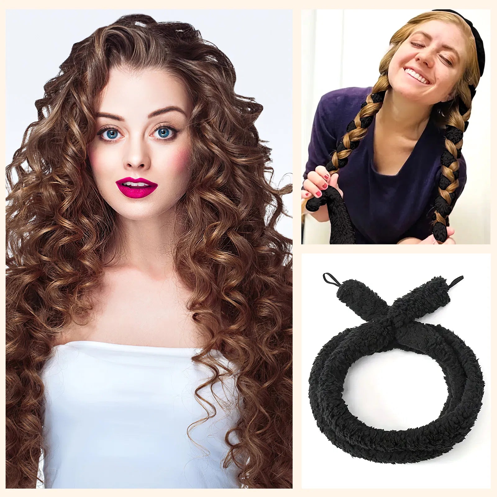 Premium Satin Heatless Hair Curler Overnight Soft Wave Styling