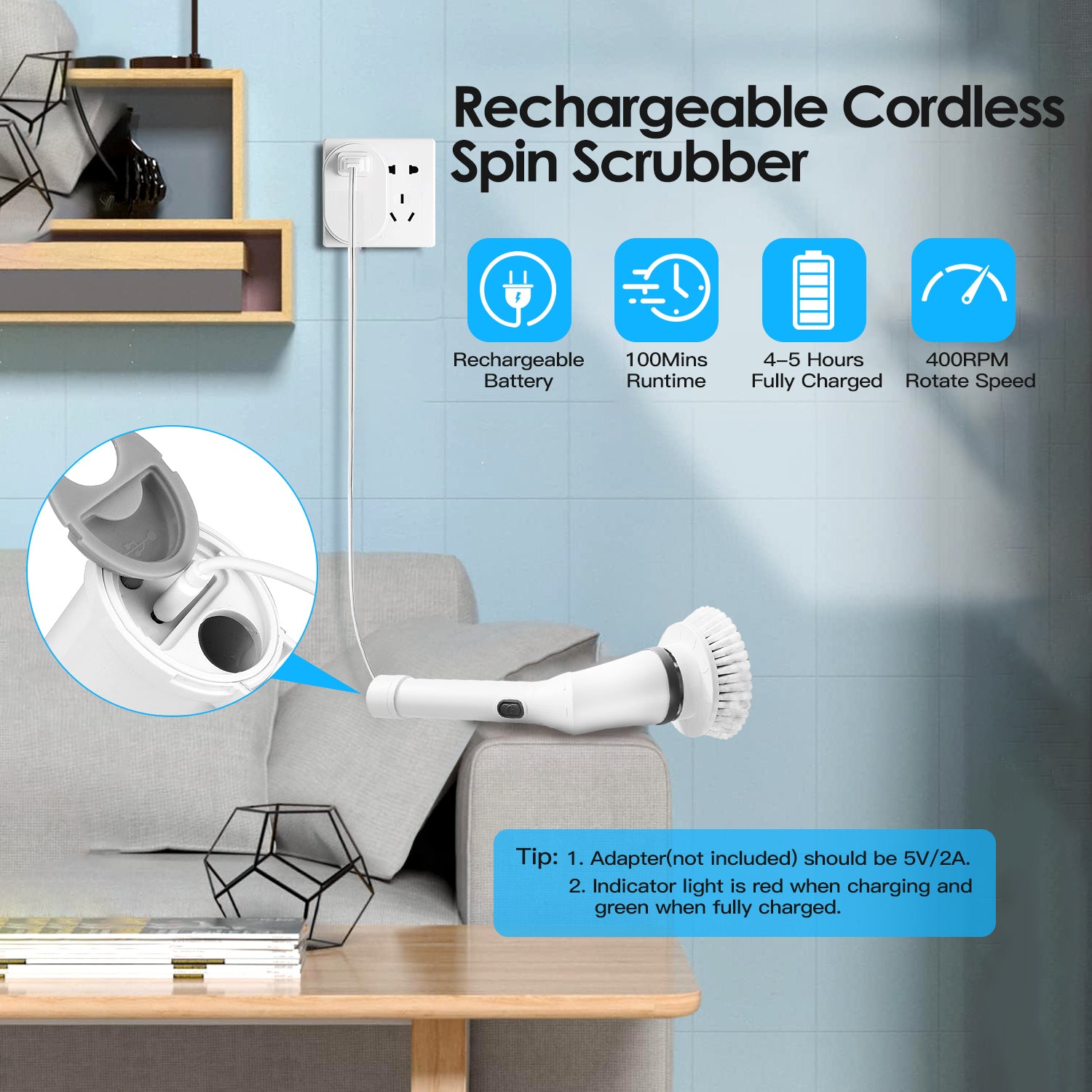 Powerful Electric Spin Scrubber Cordless Telescopic Cleaner