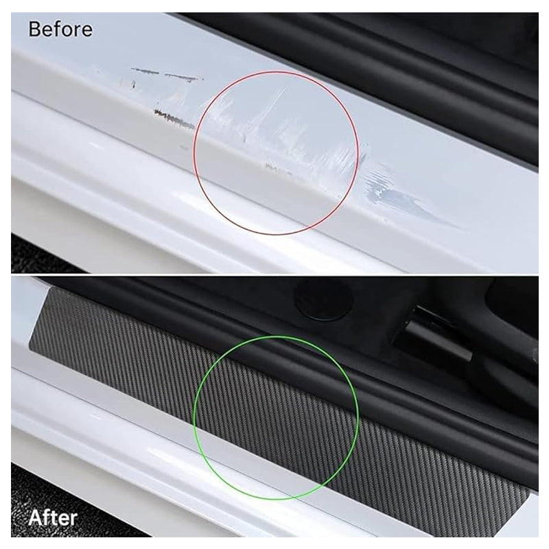 4PCS Carbon Fiber Car Door Sill Protector Scratch Guard