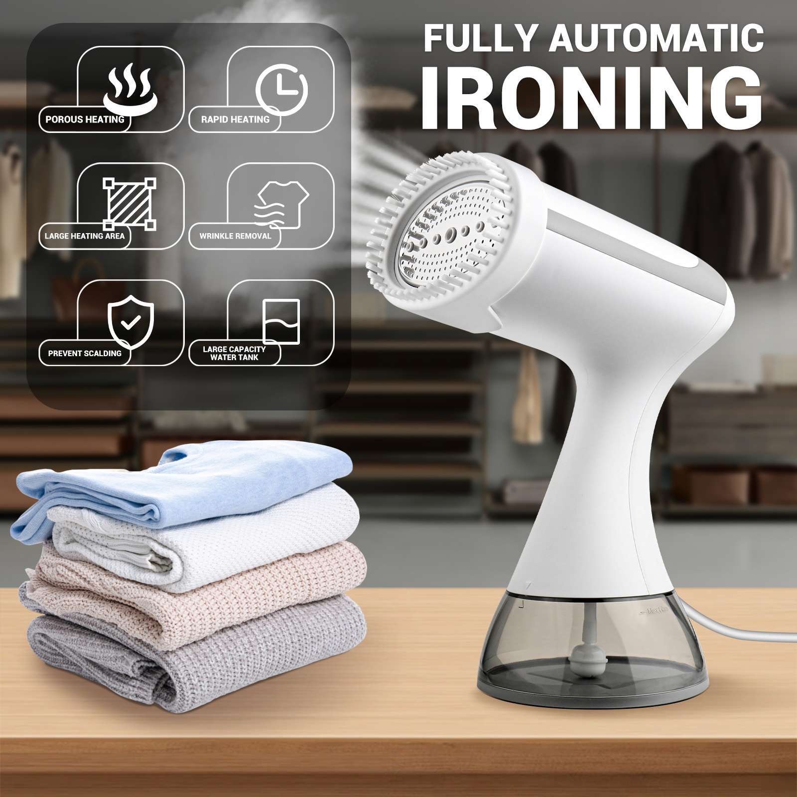 Compact Clothes Steamer for Travel and Home Wrinkle Removal