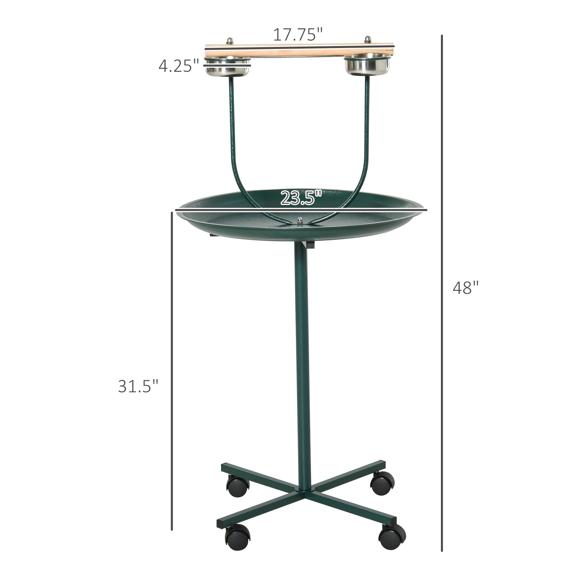 Premium Rolling Bird T Stand Training Perch Activity Play Stand