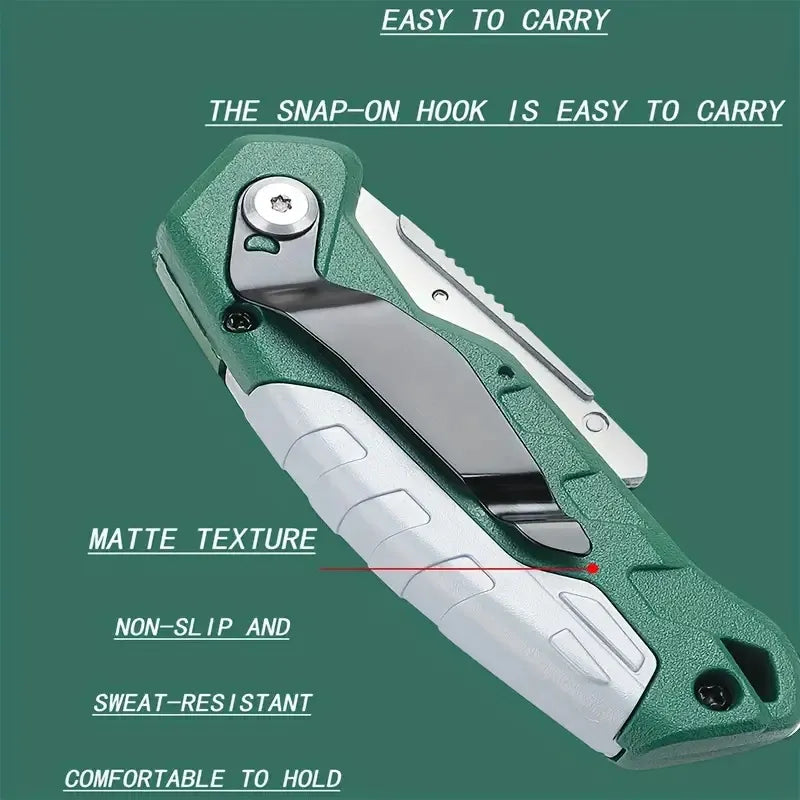 2pcs Utility Knife Set Retractable & Folding Cutter SK5 Blades