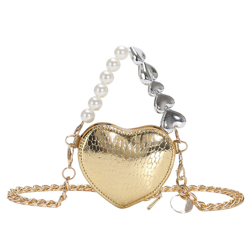 Mini Love Shape Pearl Handbag Cute Chain Shoulder Messenger Bag