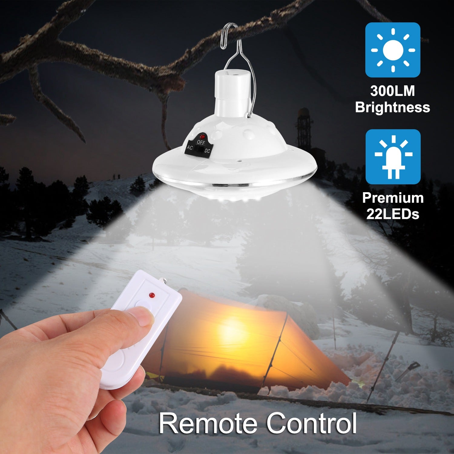High Power Solar Camping Lantern Remote Control Waterproof Light