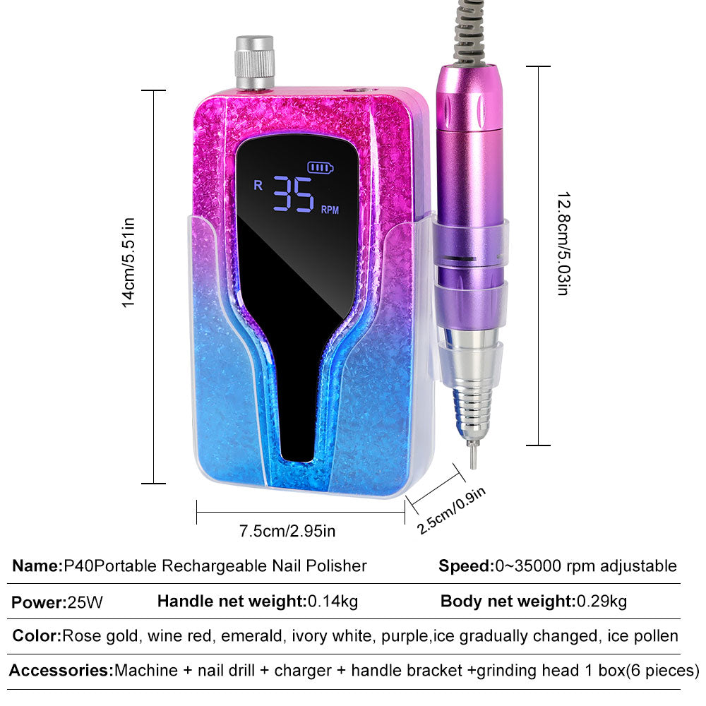 45000RPM Cordless Electric Nail Drill with 12 Bits Rechargeable