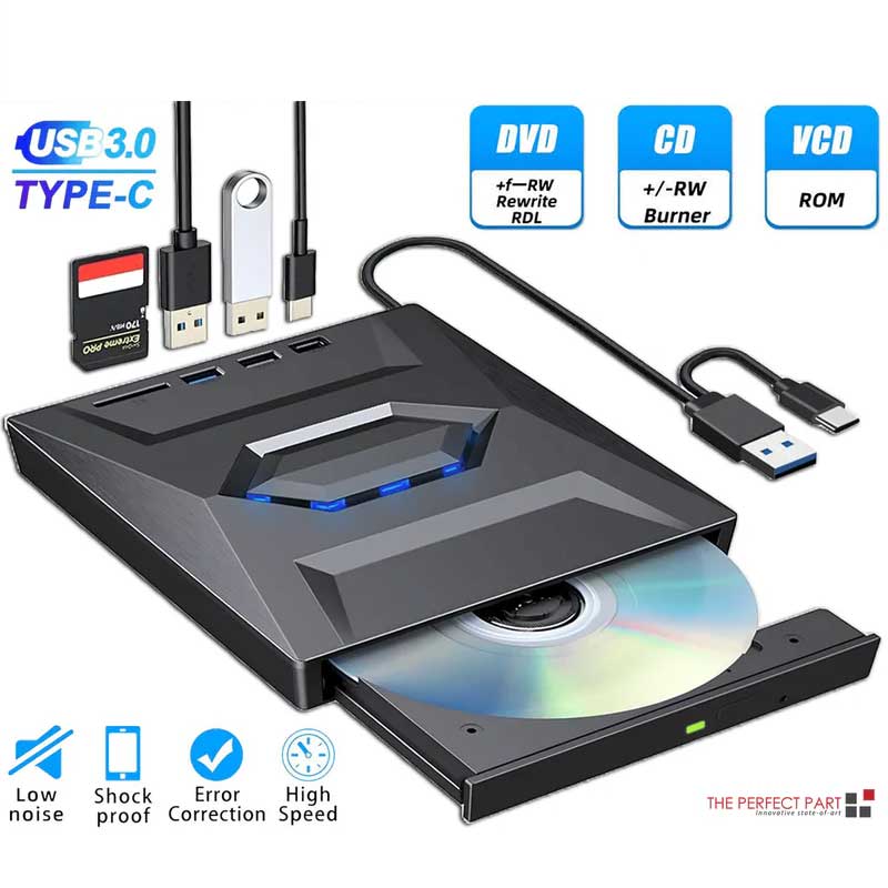 USB 3.0 External CD DVD Drive Burner Player for Laptop PC