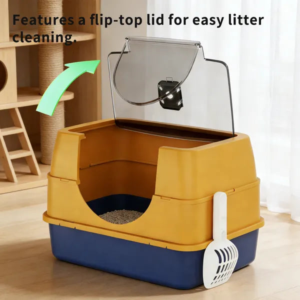 Enclosed Cat Litter Box with Odor Control – Spacious Covered Cat Toilet for Large Cats