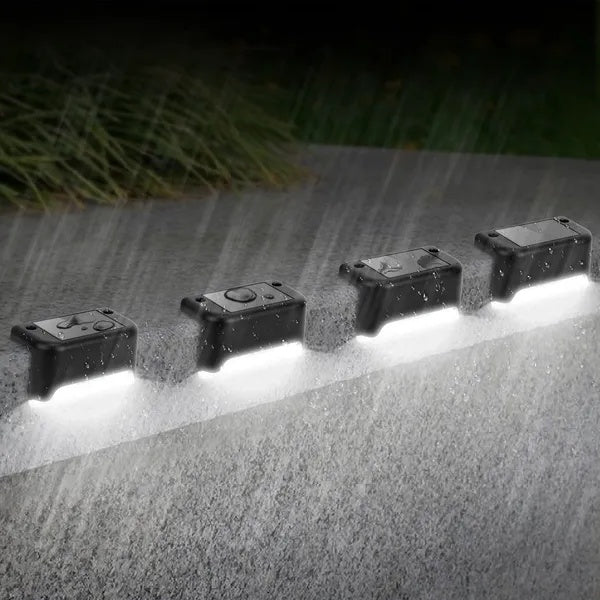 Smart Solar LED Step Lights Waterproof Auto Dusk Outdoor 4 Pack