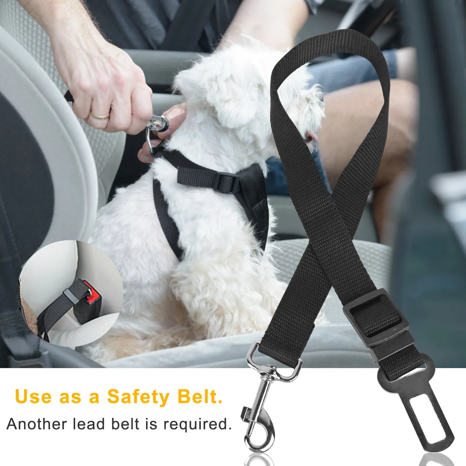 2PCS Adjustable Pet Seat Belt Leash for Dog and Cat Safety