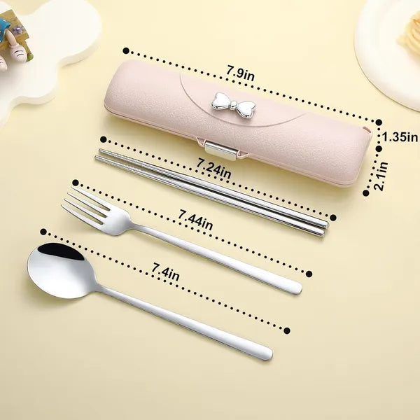 Travel Cutlery Set Stainless Steel Reusable Utensils Case