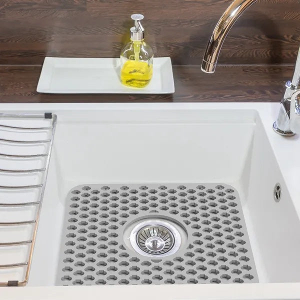 Silicone Sink Mat With Drain Hole Non Slip Protector Grid
