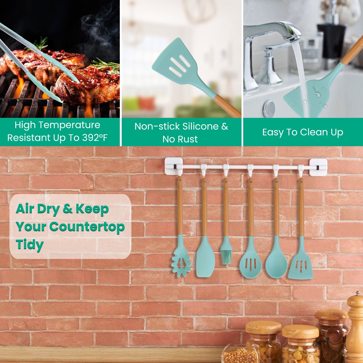 35PCS Kitchen Utensil Set Silicone Cooking Tools with Holder
