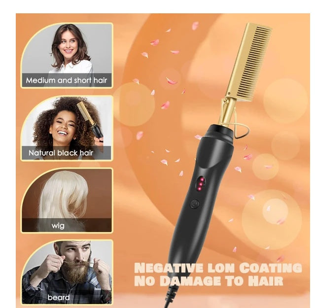 Professional Hair Straightener Comb – Fast Heat Beard Styling Tool