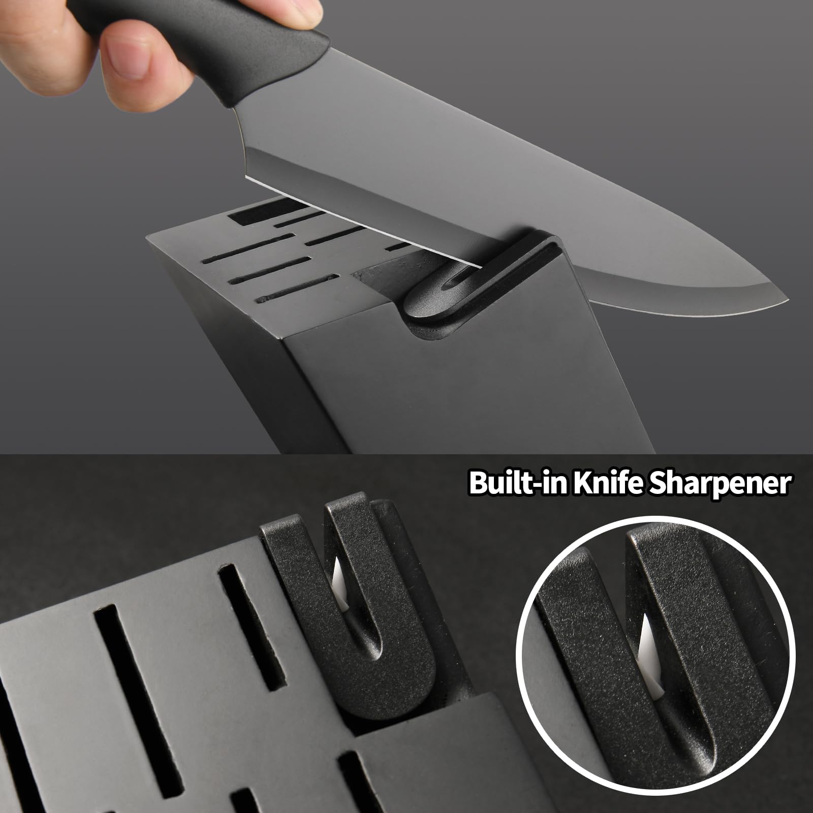 16PCS Kitchen Knife Block Set German Steel with Sharpener