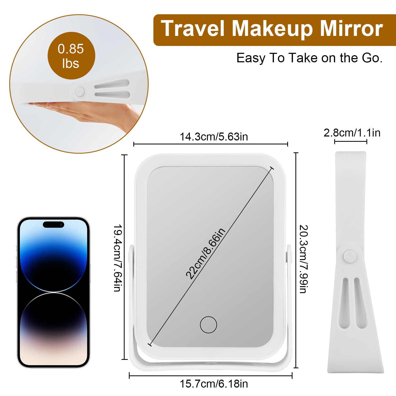 10X Lighted Makeup Mirror USB Rechargeable Travel Touch LED