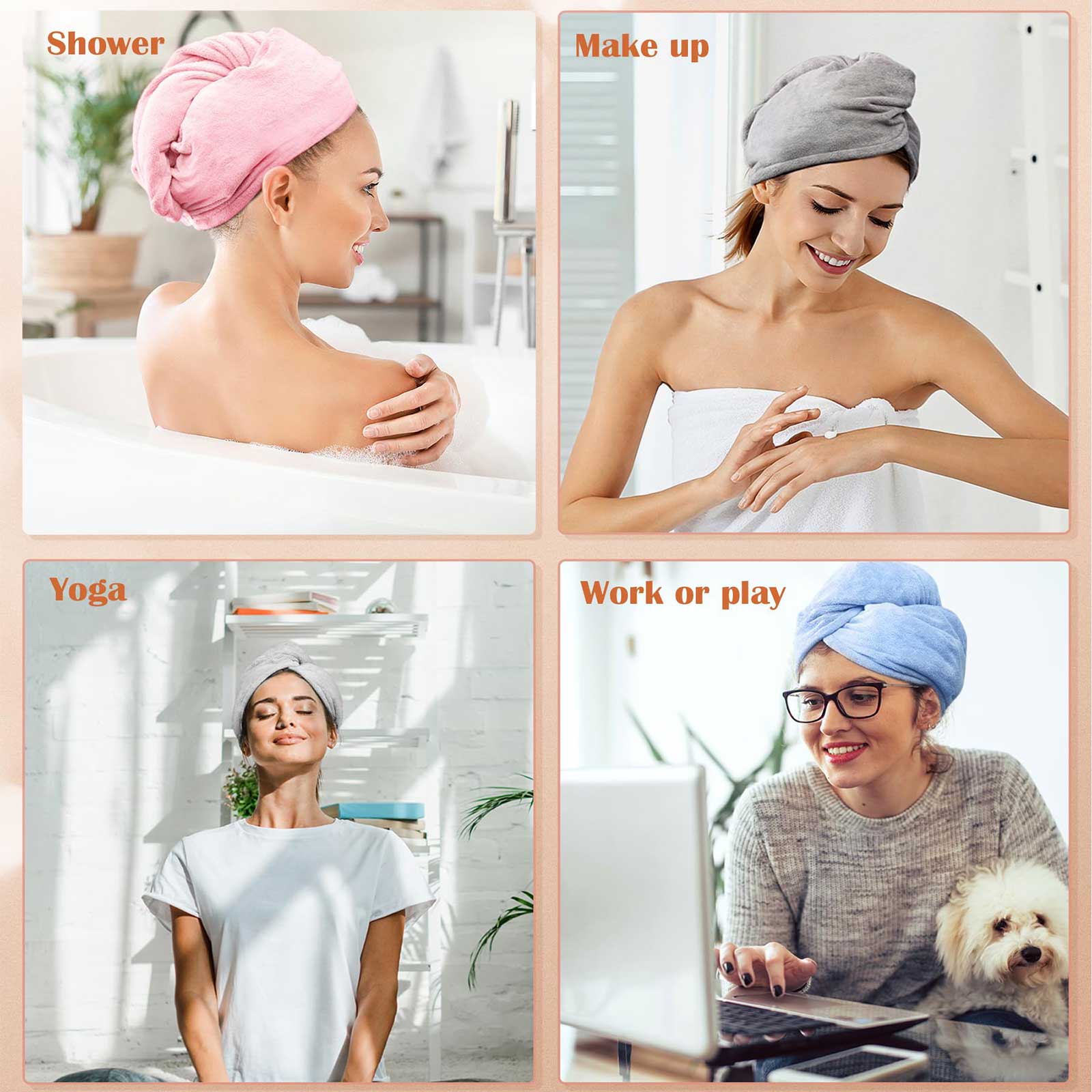 Women 3 Piece Microfiber Hair Towel Wrap Set for All Hair Types