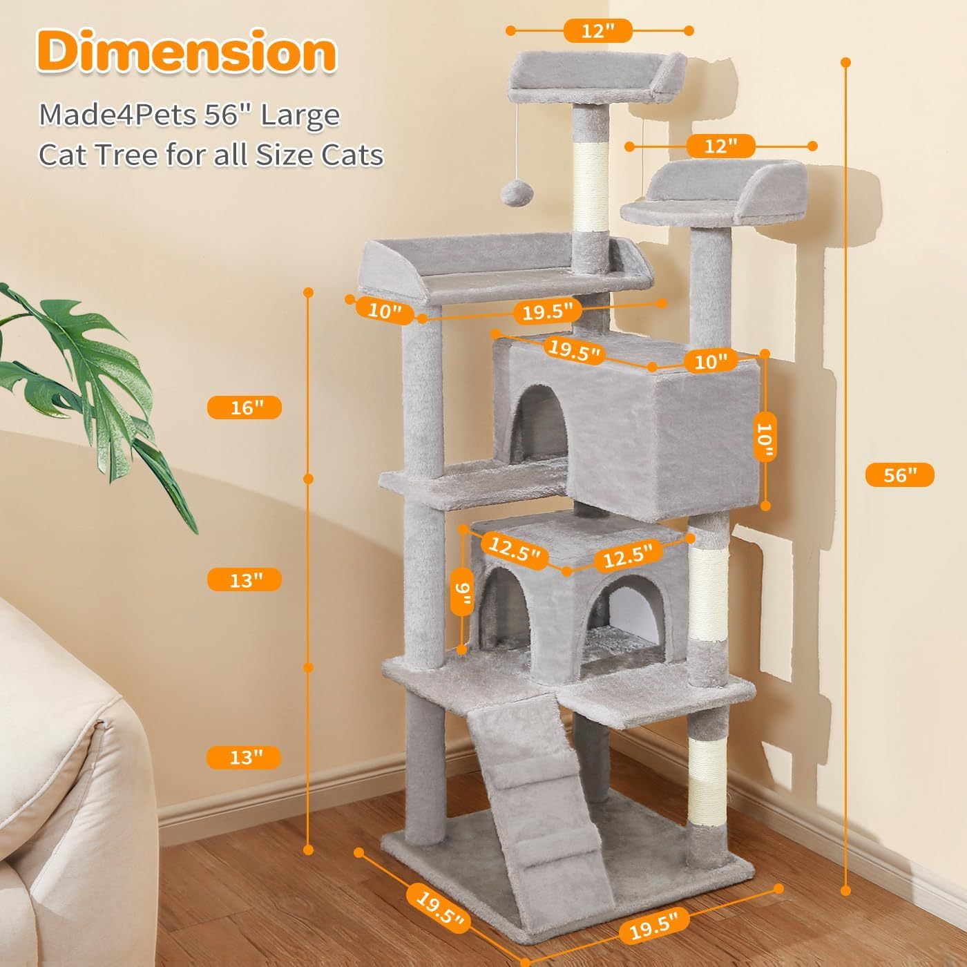Premium Multi Level Cat Tree with Condos Scratching Posts and Toys