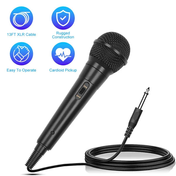 Handheld Wired Microphone Cardioid Dynamic Vocal Mic 13ft Cable