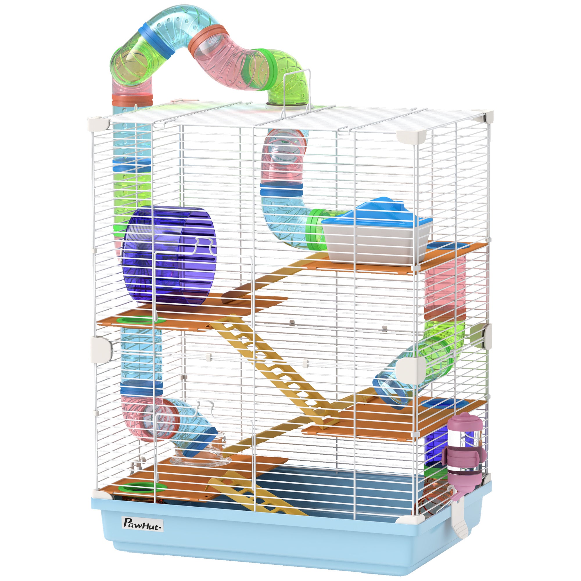 Premium 5 Tier Hamster Cage Portable Carrier with Wheel Tube