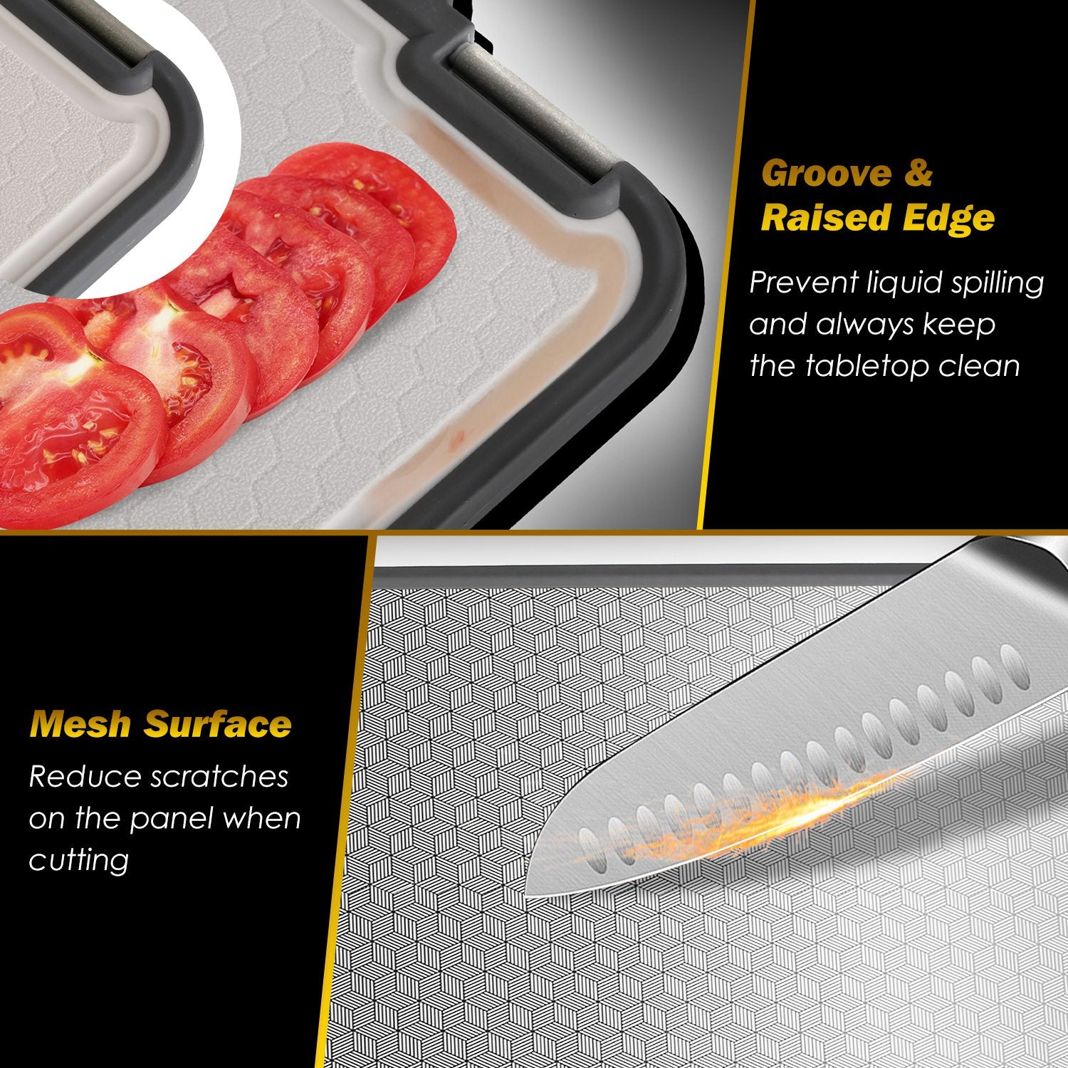 2Pcs Double Sided Cutting Board Stainless Steel PP Kitchen Set