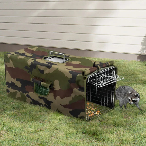 Humane Live Animal Trap Cage with Cover for Outdoor Animal Control