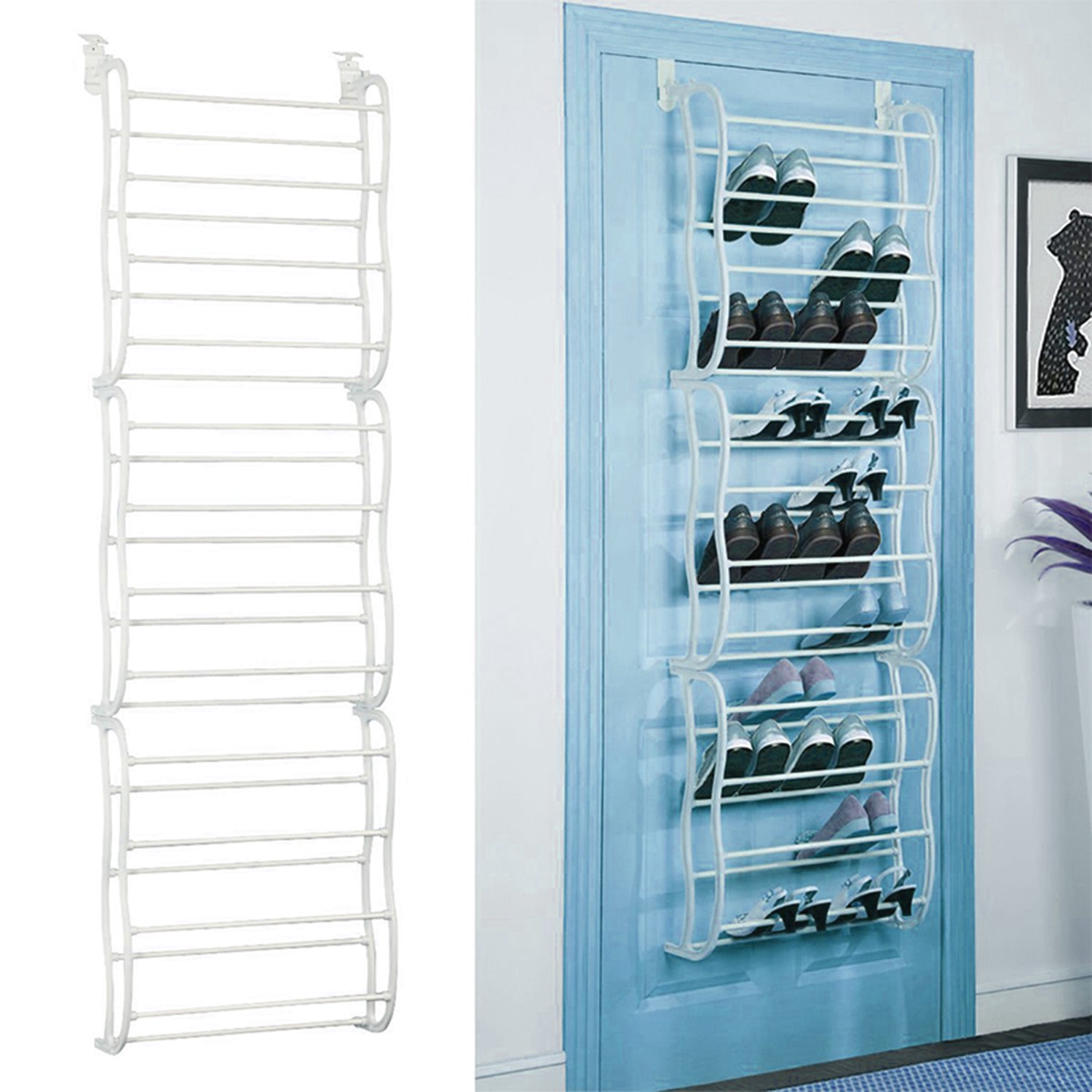 Space Saving Over-the-Door Shoe Rack 12-Tier 36 Pair Organizer